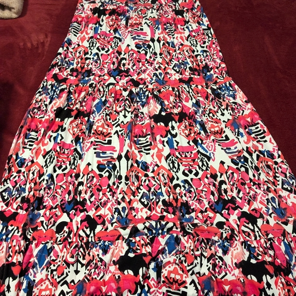 George Pink and Blue Patterned Dress - Picture 3 of 3